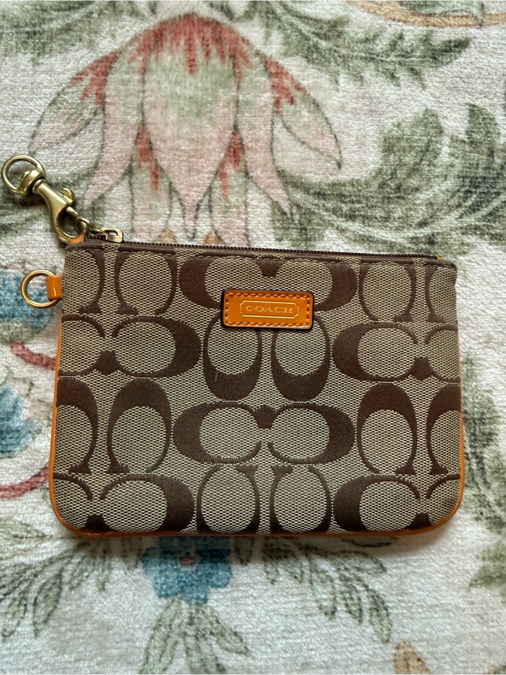 Coach Brown/Tan Signature Canvas Wristlet